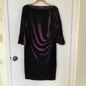 Ralph Lauren purple velvet cocktail dress 16